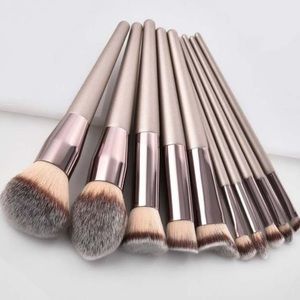Champagne colored makeup brush set